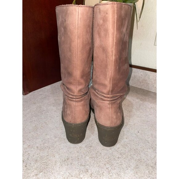 Keen Akita Wedge Slouchy Boots Mid Calf Pull On Mauve Leather Women's 6.5 - Picture 6 of 8